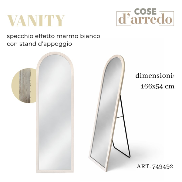 CS SPECCHIO EFFETTO MARMO BIANCO VANITY 166X54 C/STAND