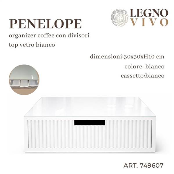 CS PORTACIALDE TOP VETRO PENELOPE BIANCO 