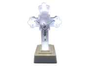 VECTOR CROCE BIANCA A LED CON BATTERIA H.18 BASE 7X8CM
