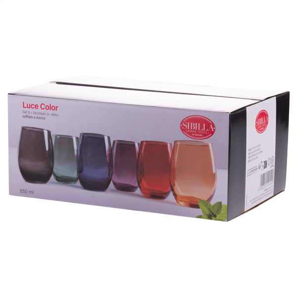GALILEO BICCHIERE 6PZ LUCE 550ML 6 COL.