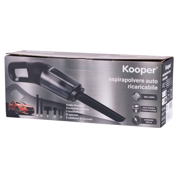 KOOPER ASPIRAPOLVERE AUTO NERO CON ACCESSORI
