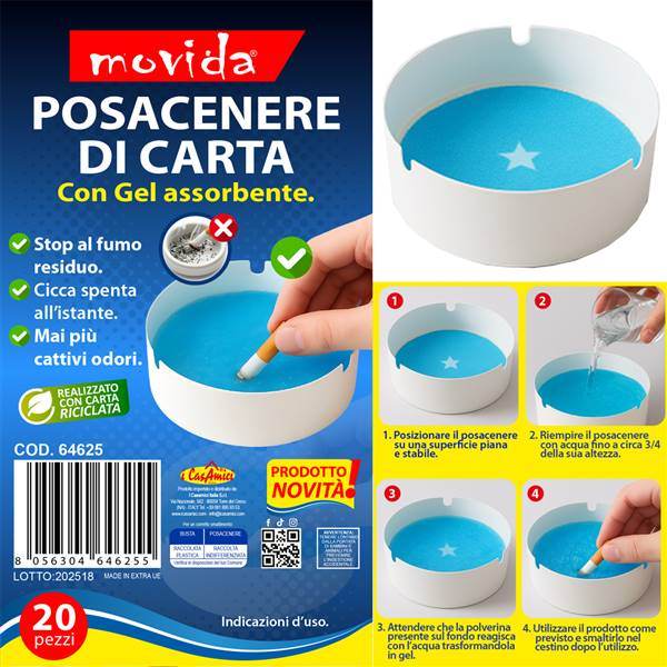 MOVIDA POSACENERE CARTA CM.9,5 20PZ ANTIODORE