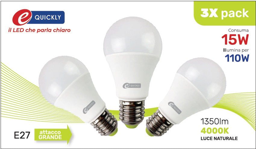HD GOCCIA LED X3 A60 E27 15W 4000K ART.Q3-1011