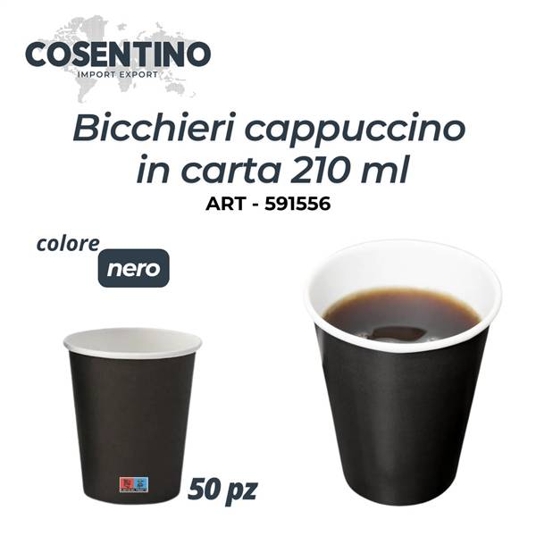 CS BICCHIERI CARTA NERO 210ML 50PZ 