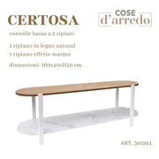 CS CONSOLLE BASSA A 2 RIPIANI CERTOSA 160X40XH50 CM