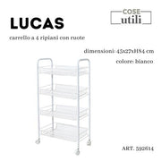 CS CARRELLO BIANCO 4 RIPIANI LUCAS CON RUOTE 45X27XH.84