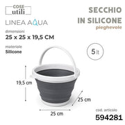 CS SECCHIO LINEA AQUA PIEGHEVOLE 5LT IN SILICONE 25X25X19,5CM