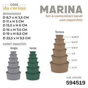 CS CONTENITORI 6PZ MARINA TONDI 0,135/0,27/0,55/1/1,7/2,7 LT. COL.ASS.