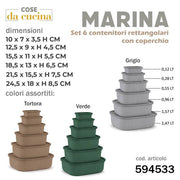 CS CONTENITORI 6PZ MARINA RETTANG 0,12/0,28/0,55/0,96/1,57/2,47 LT COL.ASS.