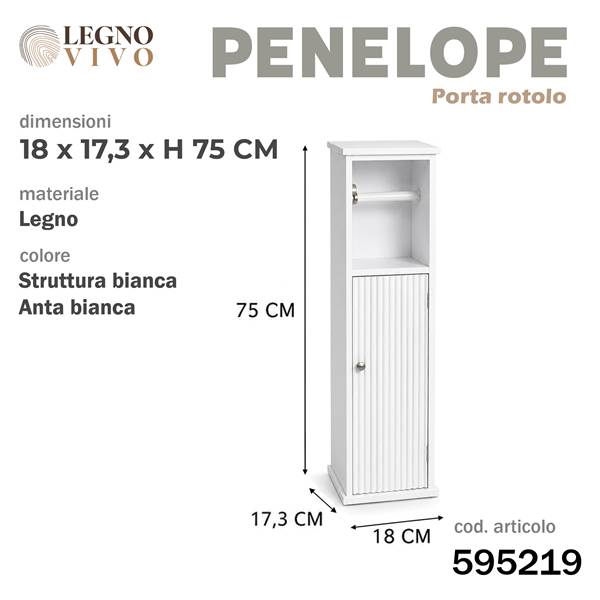 CS MOBILETTO PENELOPE BIANCO CON ANTA 18X17,3XH75 E PORTAROTOLO