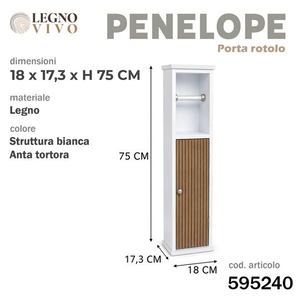 CS MOBILETTO PENELOPE BIANCO ANTA TORTOR 18X17,3XH75 CON PORTAROTOLO