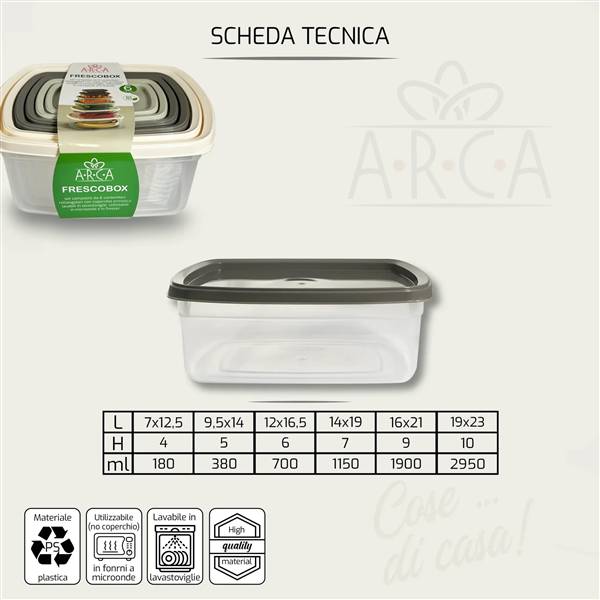 ARCA CONTENITORI 6PZ RETTANG. FRESCOBOX 