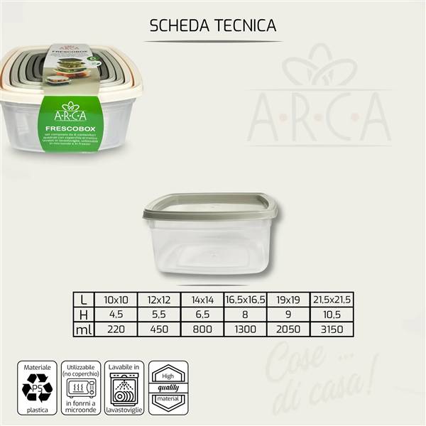 ARCA CONTENITORI 6PZ QUADRATI 