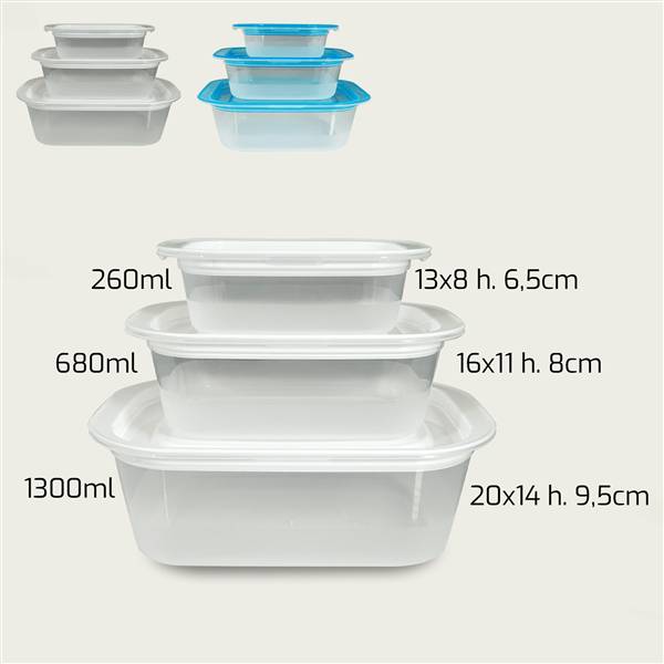 ARCA CONTENITORI 3PZ RETTANG. FRESCOBOX IN PLASTICA