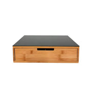 ARCA PORTACIALDE IN BAMBOO 30X30X10 NERO CON RIPIANO IN VETRO TEMPERATO