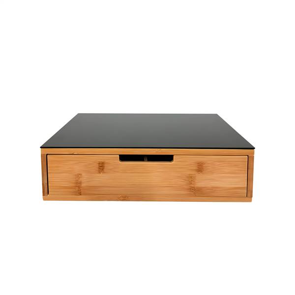 ARCA PORTACIALDE IN BAMBOO 30X30X10 NERO CON RIPIANO IN VETRO TEMPERATO