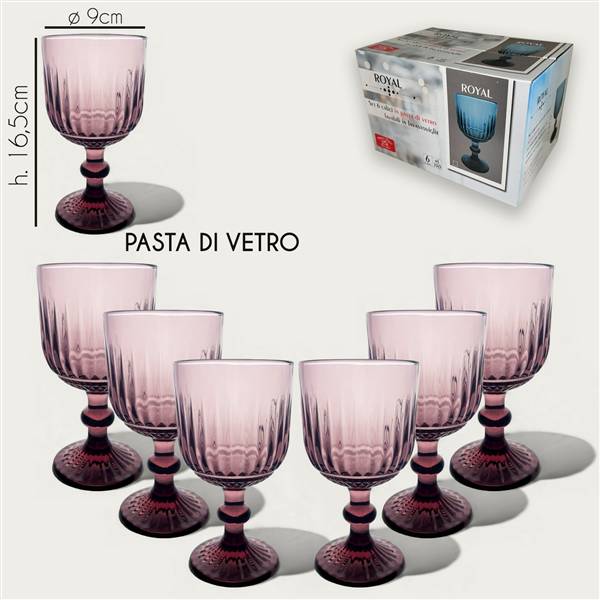 ARCA CALICI VETRO 6PZ ROYAL PORPORA 