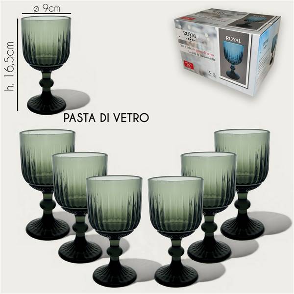 ARCA CALICI VETRO 6PZ ROYAL FUMO 