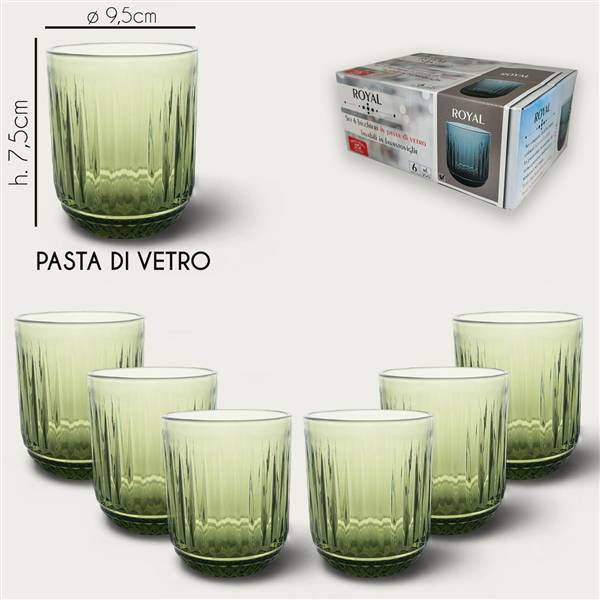 ARCA BICCHIERI VETRO 6PZ ROYAL VERDE 