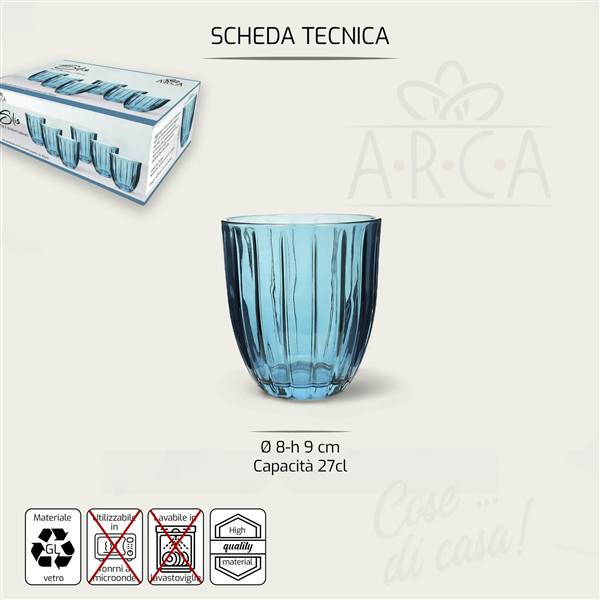ARCA BICCHIERI 6PZ SILIS 310ML BLU 