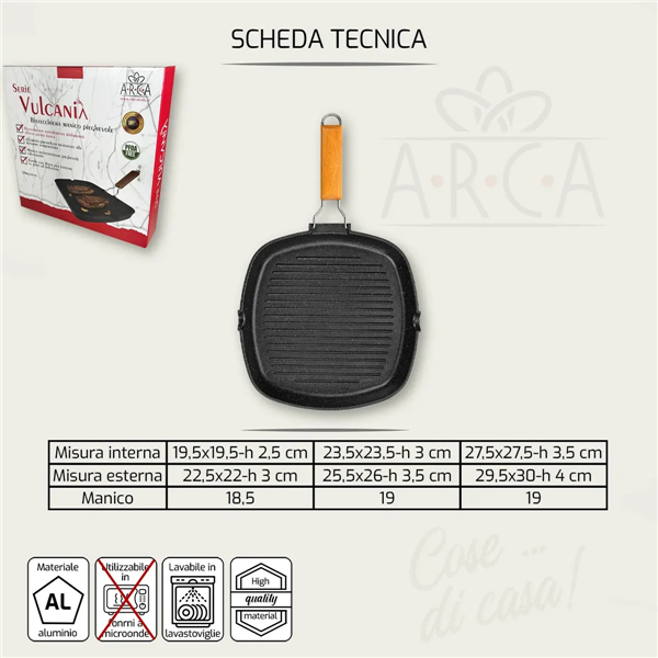 ARCA BISTECCHIERA VULCANIA CM.24X24 INDU INDUZIONE
