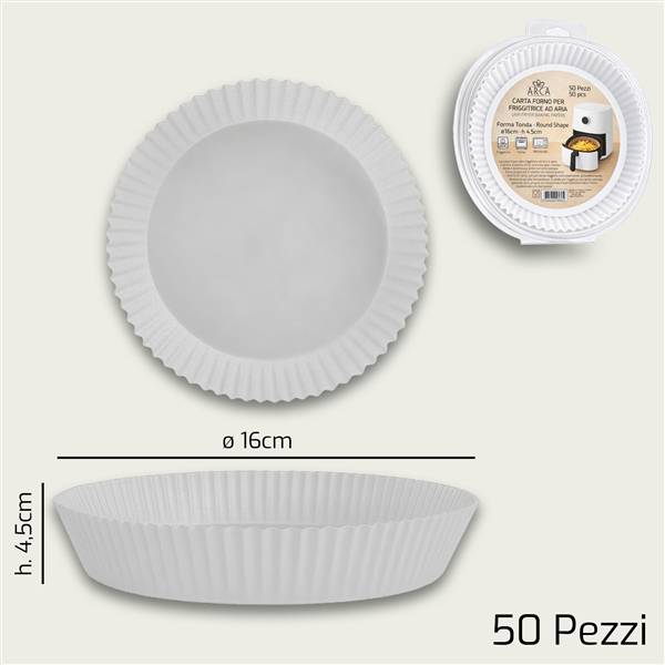 ARCA CARTA FORNO S/50 TONDA 16CM BIANCA 