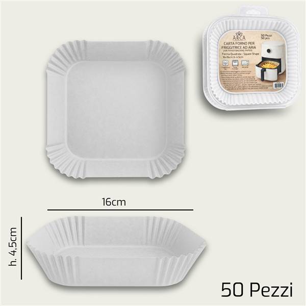 ARCA CARTA FORNO S/50 QUADRA 16CM BIANCA 