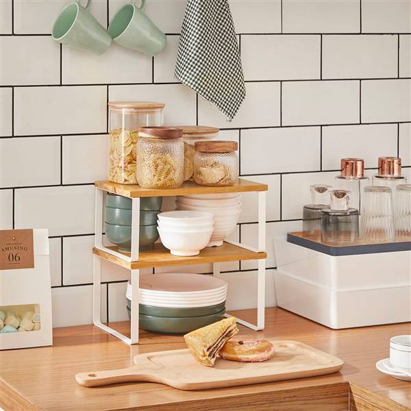 AVILIA SET 2 MENSOLE IN BAMBU E METALLO 19,5X29,5X15,8 E 18,5X29,7X13,7 CM