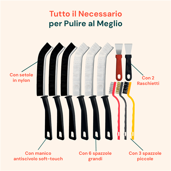AVILIA KIT PULIZIA CASA DA 11PZ COMPLETO CON SPAZZOLE E EASCHIETTI MULTIUSO