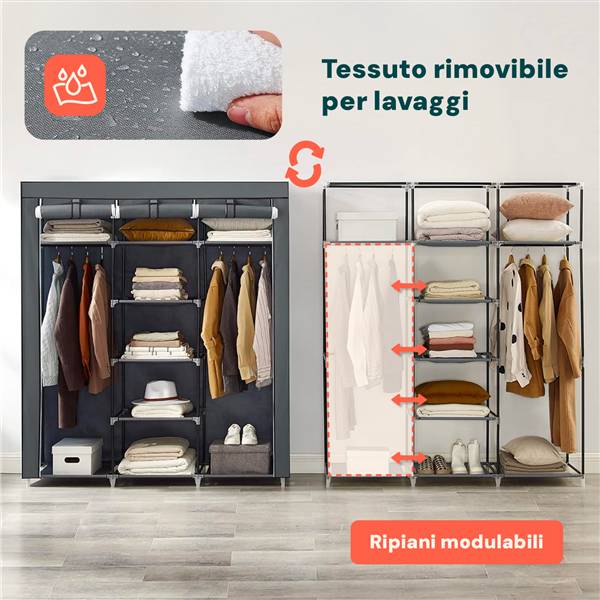 AVILIA ARMADIO P/OGGETTI CON TELO 9 RIPIANI 150X45X175CM