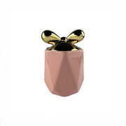 MMZ BARATTOLO ROSA CON FIOCCO ORO IN PORCELLANA ML.1100
