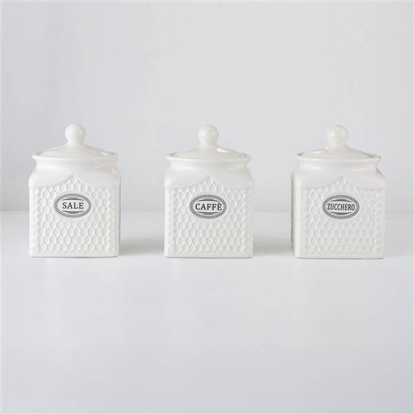 MMZ BARATTOLI 3PZ IN CERAMICA 500ML CM.9X9XH12,5 MODELLO MIELE