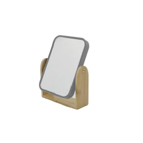 MMZ SPECCHIO DA TAVOLO BASCULANTE GRIGIO CON SUPPORTO IN BAMBOO CM.16X5X20