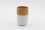 MMZ PORTASPAZZOLINO PLASTICA BIANCO E BAMBOO DM7,5XH11,5
