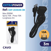 HD PROLUNGA 3MT SPINA 10A PRESA 10A ART.EXP203064N-3M