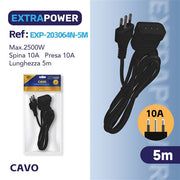 HD PROLUNGA 5MT SPINA 10A PRESA 10A ART.EXP203064N-5M