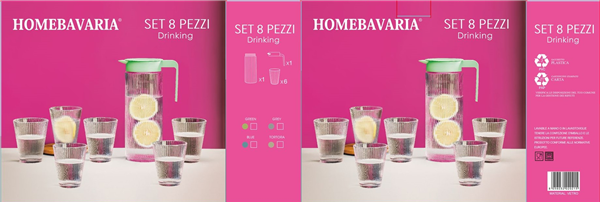 HOME BAVARIA BROCCA SET DRINKING 8PZ BROCCA 1 LITRO