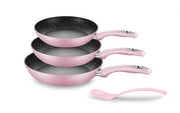 HOME BAVARIA TRIS PADELLE 20/24/28 ROSA ADATTE ALL'INDUZIONE + MESTOLO NYLON