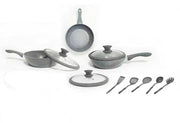 HOME BAVARIA SET PADELLE 11PZ GRIGIA ADATTE ALL'INDUZIONE + 5 MESTOLO NYLON