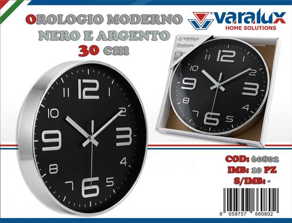 VARALUX OROLOGIO MODERNO NERO 