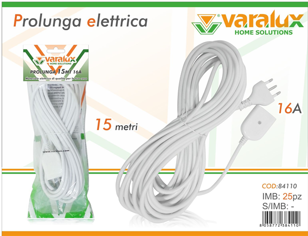 VARALUX PROLUNGA 15MT SPINA 16A PRESA BI