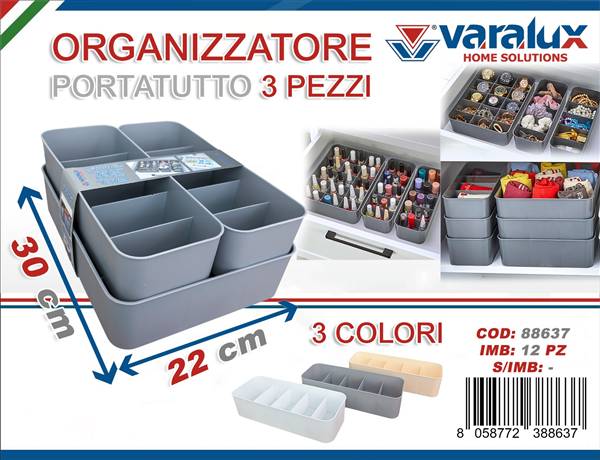 VARALUX ORGANIZZATORE PORTATUTTO 3PZ 