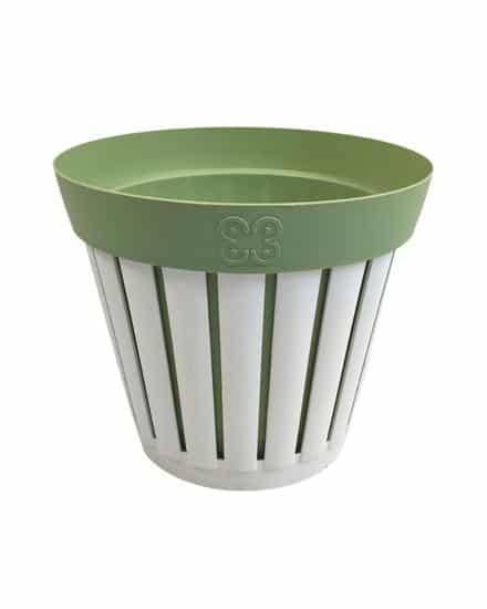 ECOPLAST VASO LINEA KRETA DM.20 BIANCO/VERDE PALLIDO SCURO