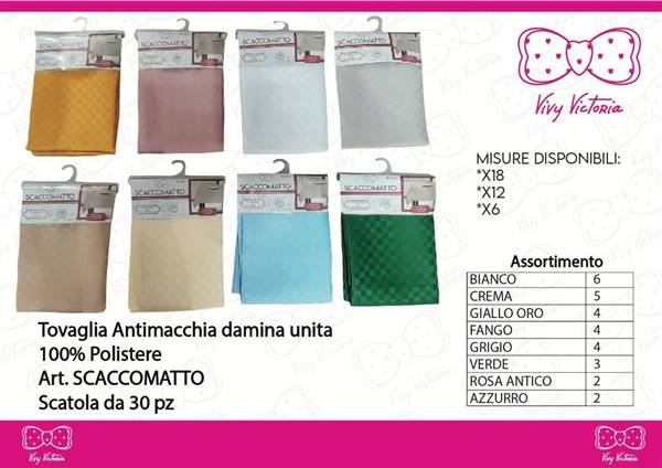 VIVY VICTORIA SCACCOMATTO TOVAGLIA X18 