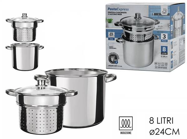 GT PENTOLA CUOCIPASTA 24CM ACCIAIO 