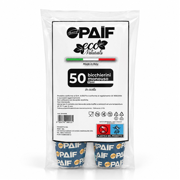 PAIF BICCHIERE CAFFE 75ML 50PZ BLU 