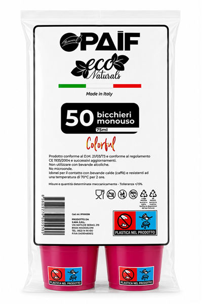 PAIF BICCHIERE CAFFE 75ML 50PZ MAGENTA 