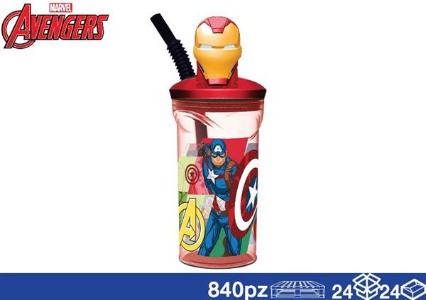 EOL BICCHIERE 3D C/CANN 360ML IRONMAN AVENGERS