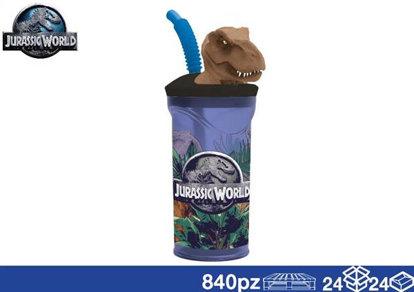 EOL BICCHIERE 3D C/CANN 360ML JURASSIC 