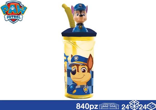 EOL BICCHIERE 3D C/CANN 360ML PAW PATROL 